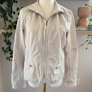 Banana Republic Moto Style Zip Jacket Beige Cotton M Outerwear Neutral Layering